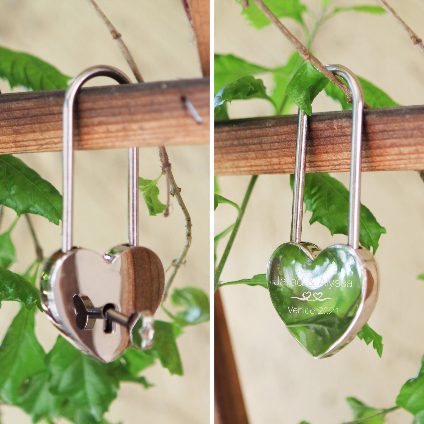 Engraved Heart Love Lock with Key - Bridge love locks, Destination Wedding Engagement Anniversary Gift Honeymoon Couple Gift, Girls Trip