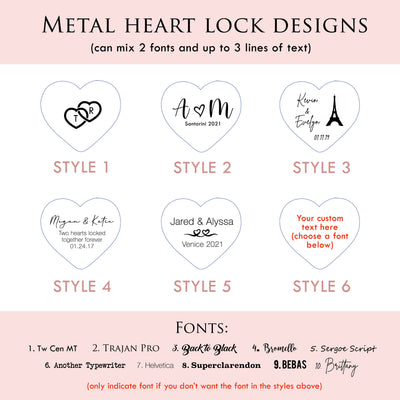 Engraved Heart Love Lock with Key - Bridge love locks, Destination Wedding Engagement Anniversary Gift Honeymoon Couple Gift, Girls Trip