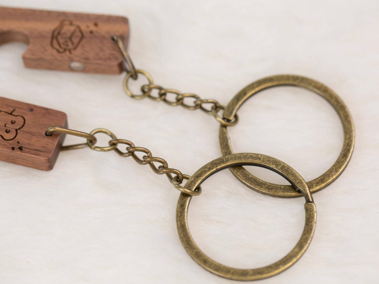 Engraved Heart Keychain Sets - I Loaf You My Butter Half Matching Set of 2 Split Heart Wooden Key Rings with Magnets, Shareable Keychains