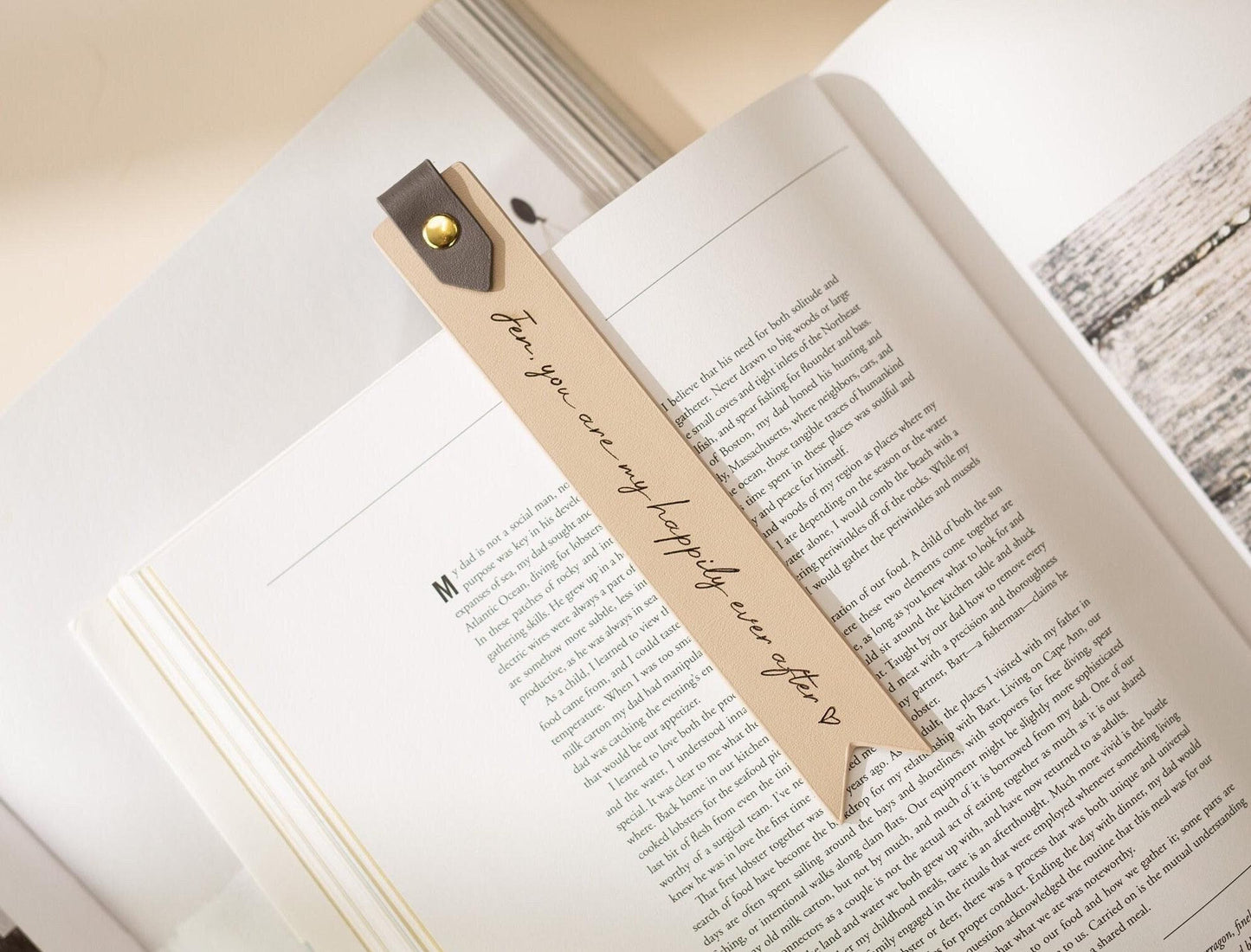 Engraved Leather Bookmark w/ Loop (D1) - Custom 3rd Anniversary Gift for Her Him, Unique Retirement Thank You Gift Idea, Book Marker