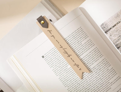 Engraved Leather Bookmark w/ Loop (D1) - Custom 3rd Anniversary Gift for Her Him, Unique Retirement Thank You Gift Idea, Book Marker