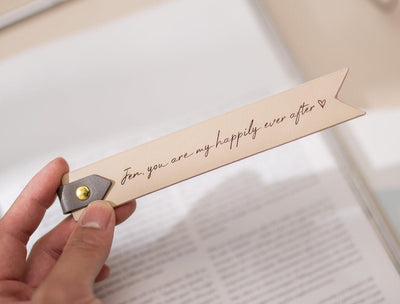 Engraved Leather Bookmark w/ Loop (D1) - Custom 3rd Anniversary Gift for Her Him, Unique Retirement Thank You Gift Idea, Book Marker