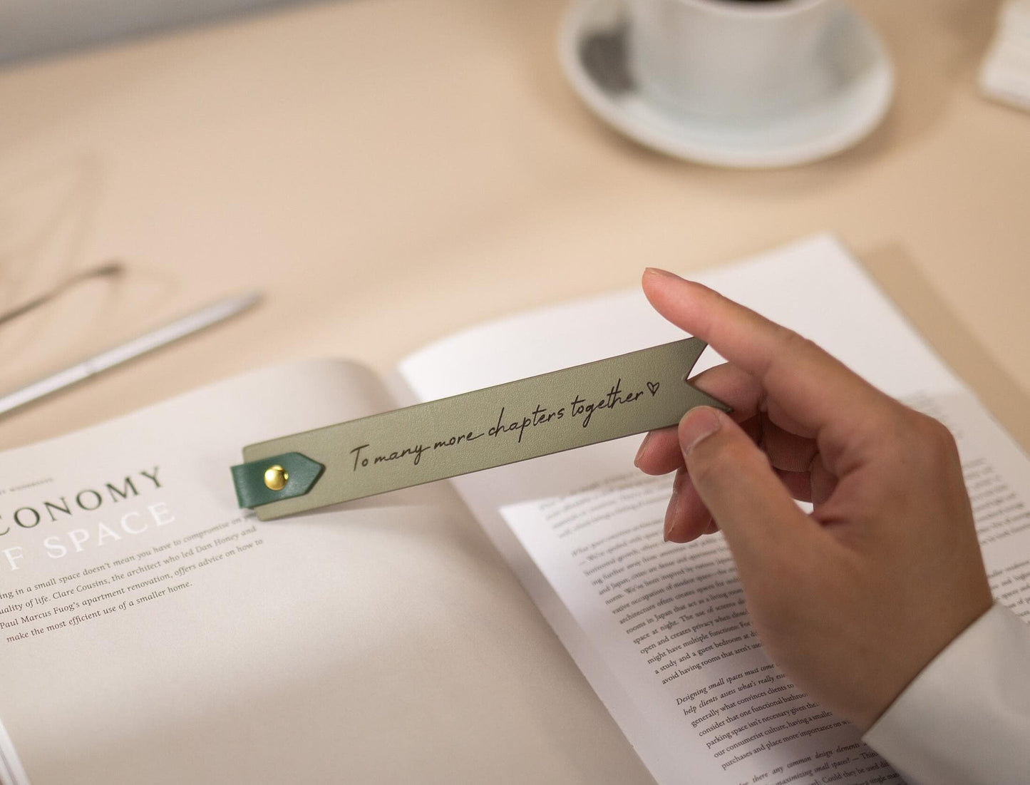 Engraved Leather Bookmark w/ Loop (D1) - Custom 3rd Anniversary Gift for Her Him, Unique Retirement Thank You Gift Idea, Book Marker