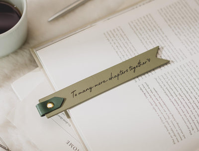 Engraved Leather Bookmark w/ Loop (D1) - Custom 3rd Anniversary Gift for Her Him, Unique Retirement Thank You Gift Idea, Book Marker
