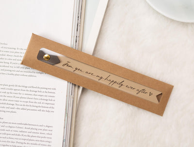 Engraved Leather Bookmark w/ Loop (D1) - Custom 3rd Anniversary Gift for Her Him, Unique Retirement Thank You Gift Idea, Book Marker