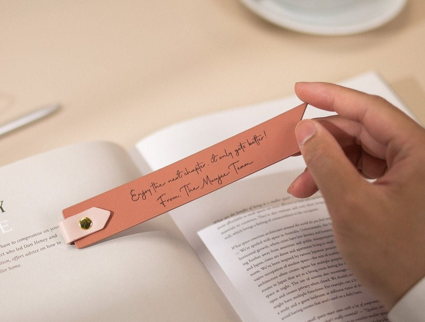 Engraved Leather Bookmark w/ Loop (D3) - Unique Work Retirement Engagement Wedding Gift, Book Club Gift for Book Lovers Bookworm Page Marker
