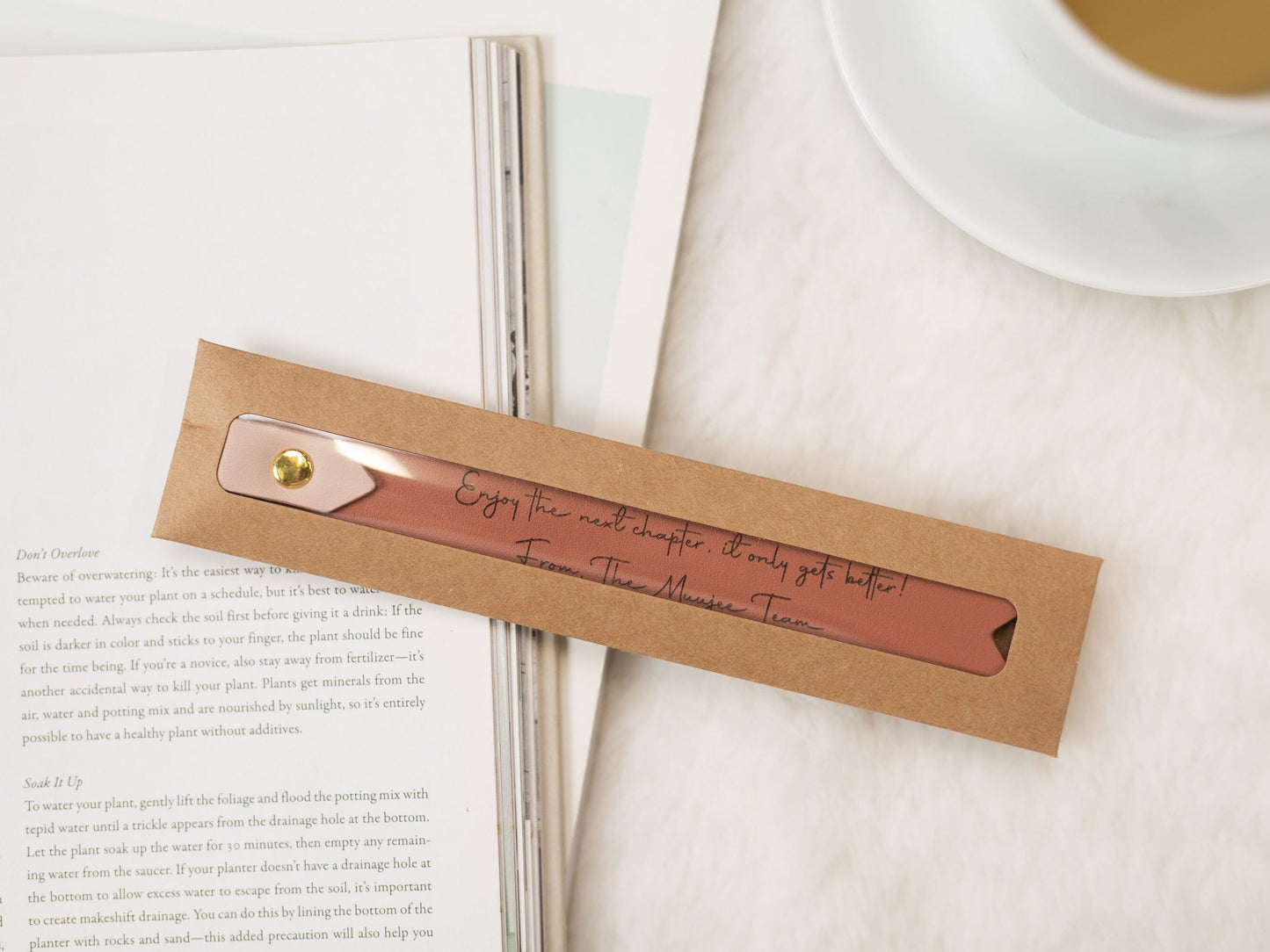 Engraved Leather Bookmark w/ Loop (D3) - Unique Work Retirement Engagement Wedding Gift, Book Club Gift for Book Lovers Bookworm Page Marker
