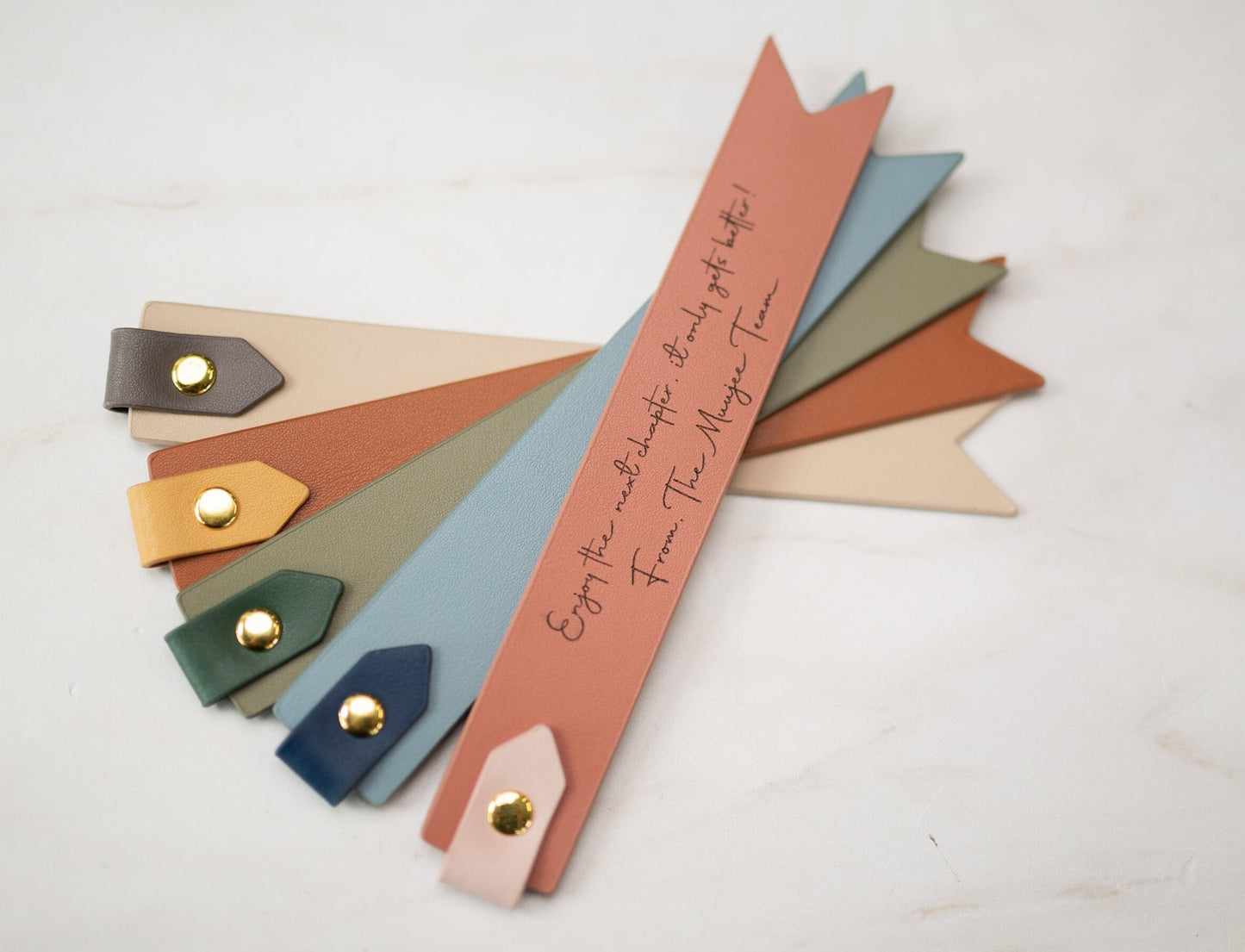 Engraved Leather Bookmark w/ Loop (D3) - Unique Work Retirement Engagement Wedding Gift, Book Club Gift for Book Lovers Bookworm Page Marker