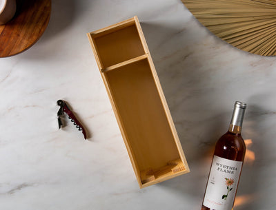 Wood Wine Box (Design 3) - Premium Walnut Wood Engraved Wine Gift Box 5th Anniversary Housewarming Congratulatory Gift for Husband Boyfriend