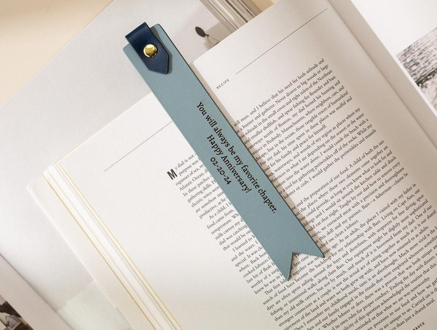 Engraved Leather Bookmark w/ Loop (D2) - Custom 3rd Anniversary Gift for Her Him, Birthday Gift Idea for Husband Wife, Message Book Mark