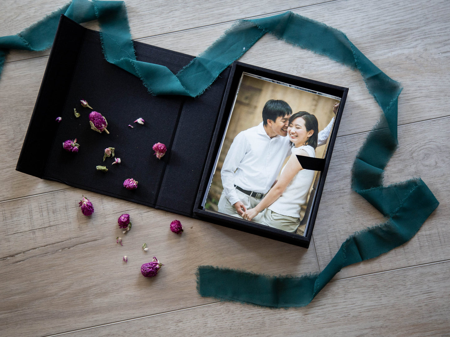 4x6" Embossed Linen Photo Box - Photography Print Storage Box, Wedding Day Couple Gifts for Groom Bride, 4th Year Linen Anniversary Gift