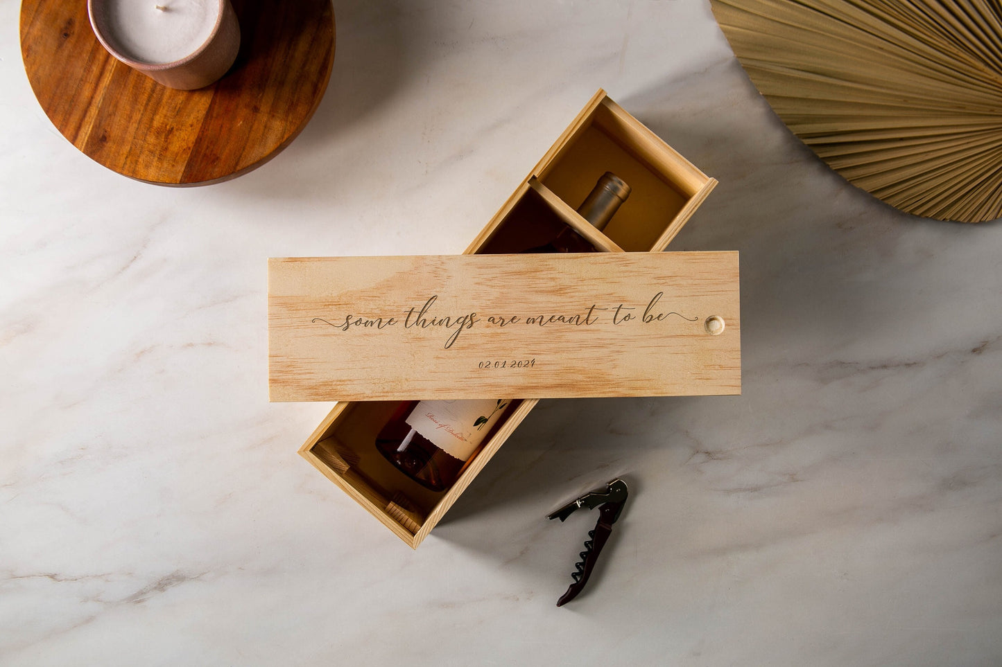 Wood Wine Box (Design 7) - Wedding Song Lyrics Engraved Optional Meaningful Date, Personalized Mom Dad Gift Idea, Teacher Appreciation Gift