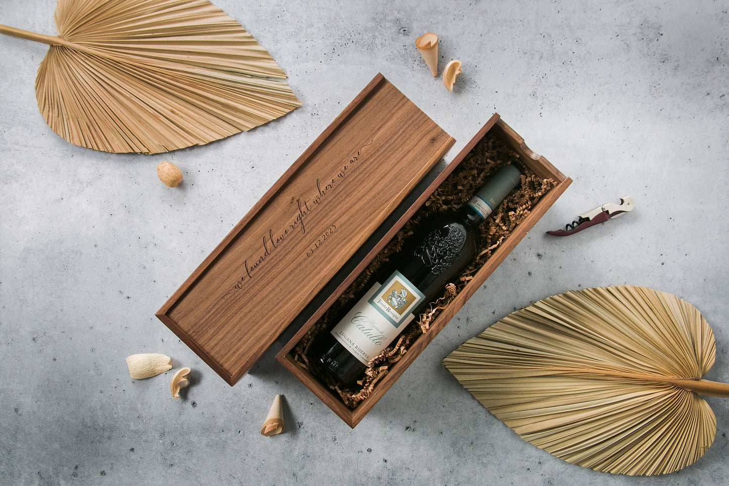 Wood Wine Box (Design 7) - Wedding Song Lyrics Engraved Optional Meaningful Date, Personalized Mom Dad Gift Idea, Teacher Appreciation Gift