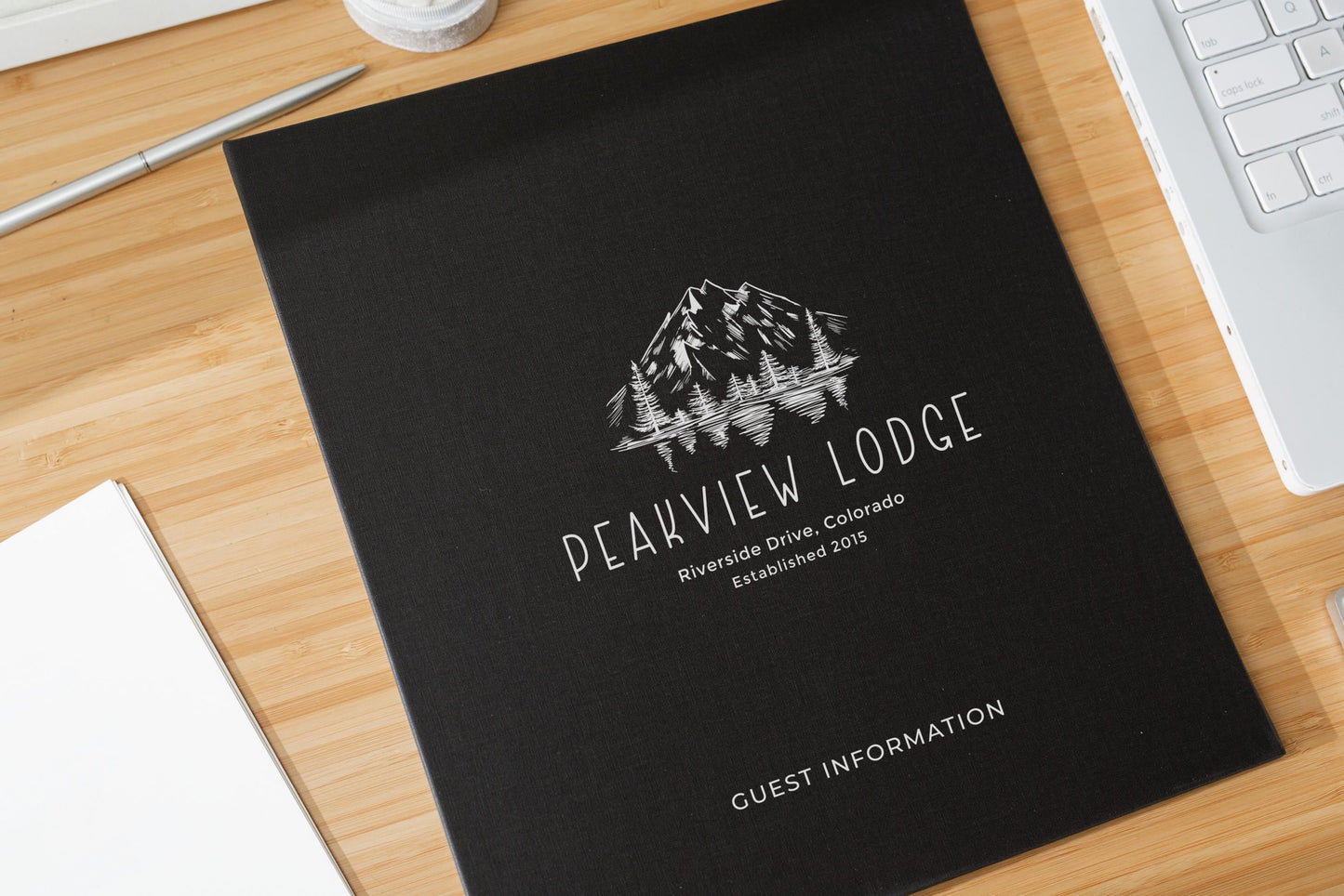 Rental 3 Ring Linen Binder (Design 3) - Refillable Welcome Book, DIY Blank Binder, Guest Information Airbnb Cabin, Rental Guestbook