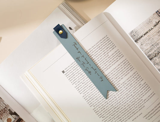 Engraved Leather Bookmark w/ Loop (D3) - Custom 3rd Anniversary Gift for Her Him, Unique Retirement Gift Idea, Wedding Favors Thank You