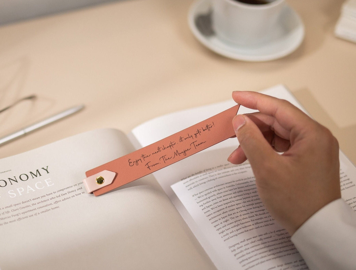Engraved Leather Bookmark w/ Loop (D3) - Custom 3rd Anniversary Gift for Her Him, Unique Retirement Gift Idea, Wedding Favors Thank You