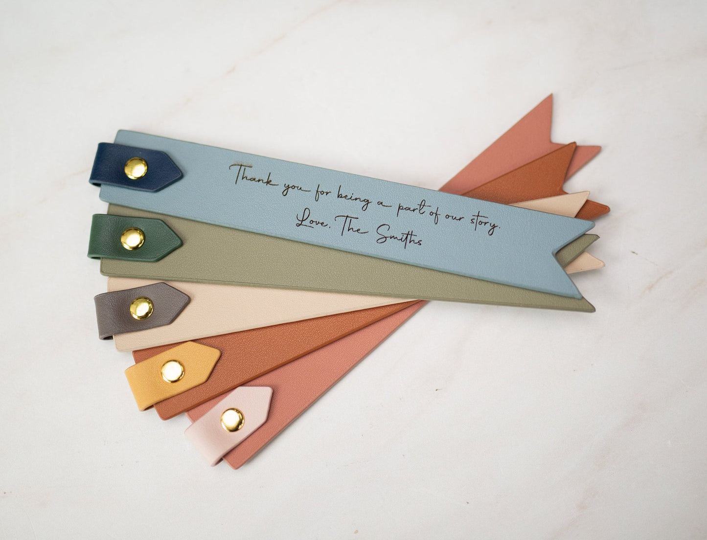 Engraved Leather Bookmark w/ Loop (D3) - Custom 3rd Anniversary Gift for Her Him, Unique Retirement Gift Idea, Wedding Favors Thank You