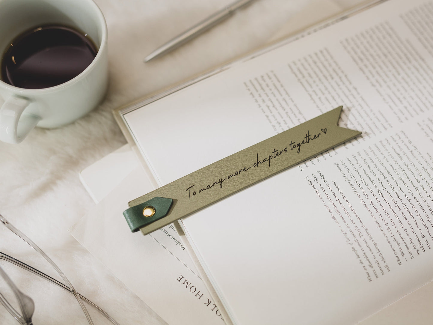 Engraved Leather Bookmark w/ Loop (D1) - Custom 3rd Anniversary Gift for Her Him, Unique Retirement Thank You Gift Idea, Book Marker