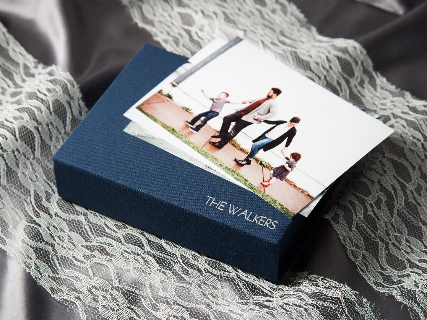 5x7" Embossed Linen Photo Box - Photo Mats Optional, Print Storage, Wedding Day Couple Gifts Groom Bride, 4th Year Linen Anniversary Gift