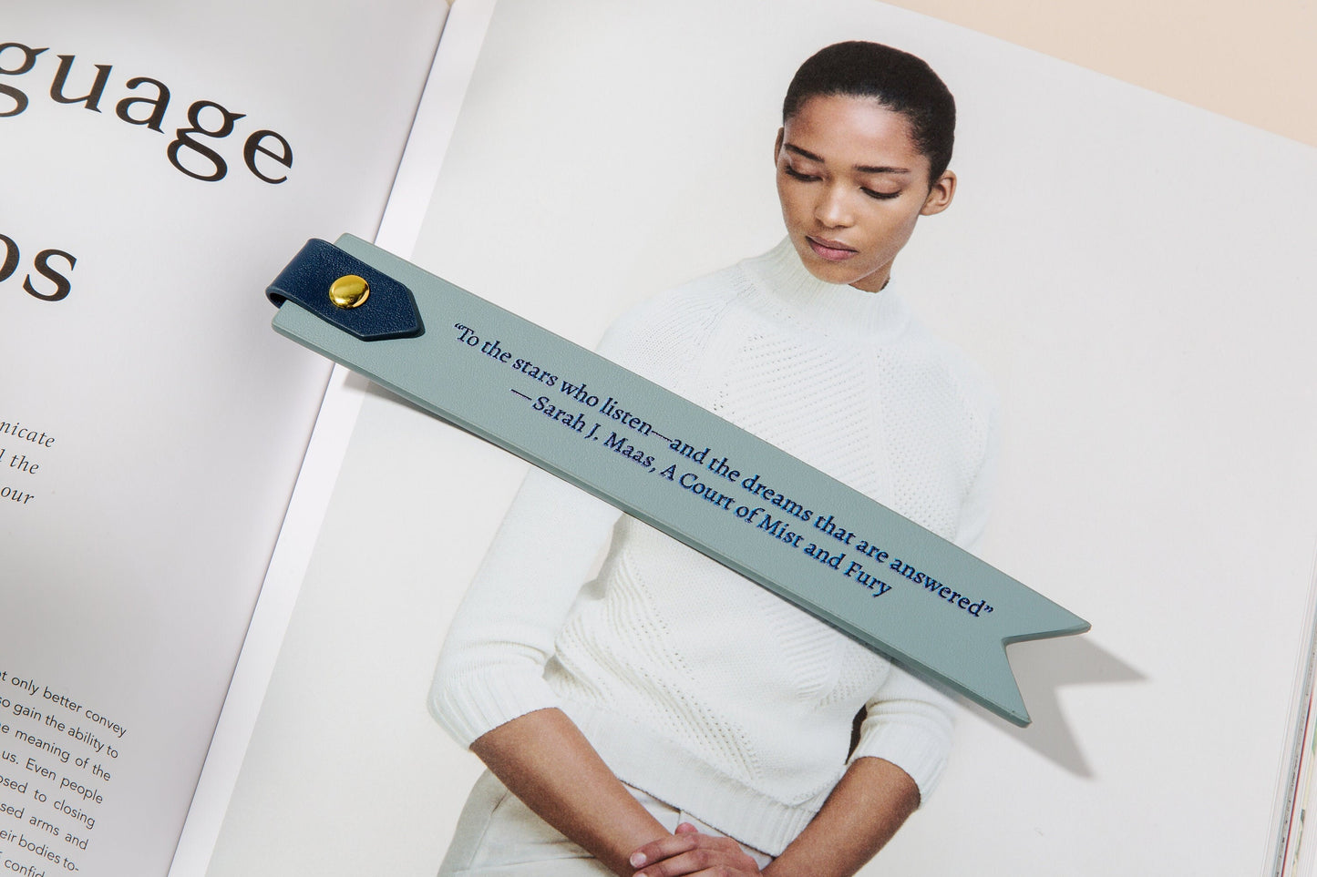 Personalized Leather Bookmark w/ Loop (Design 4) - Custom Unique Quote Letters Book Lover's Literary Gift Page Marker Holder Gift Idea