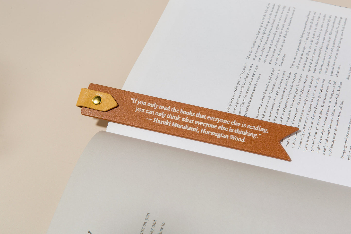 Personalized Leather Bookmark w/ Loop (Design 4) - Custom Unique Quote Letters Book Lover's Literary Gift Page Marker Holder Gift Idea