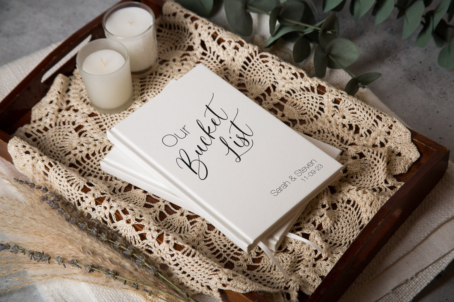 Bucket List 2 Lined Notebook - Personalized Travel Gift Hardcover Wanderlust Journal New Years Resolution Couples Relationship Goals Planner