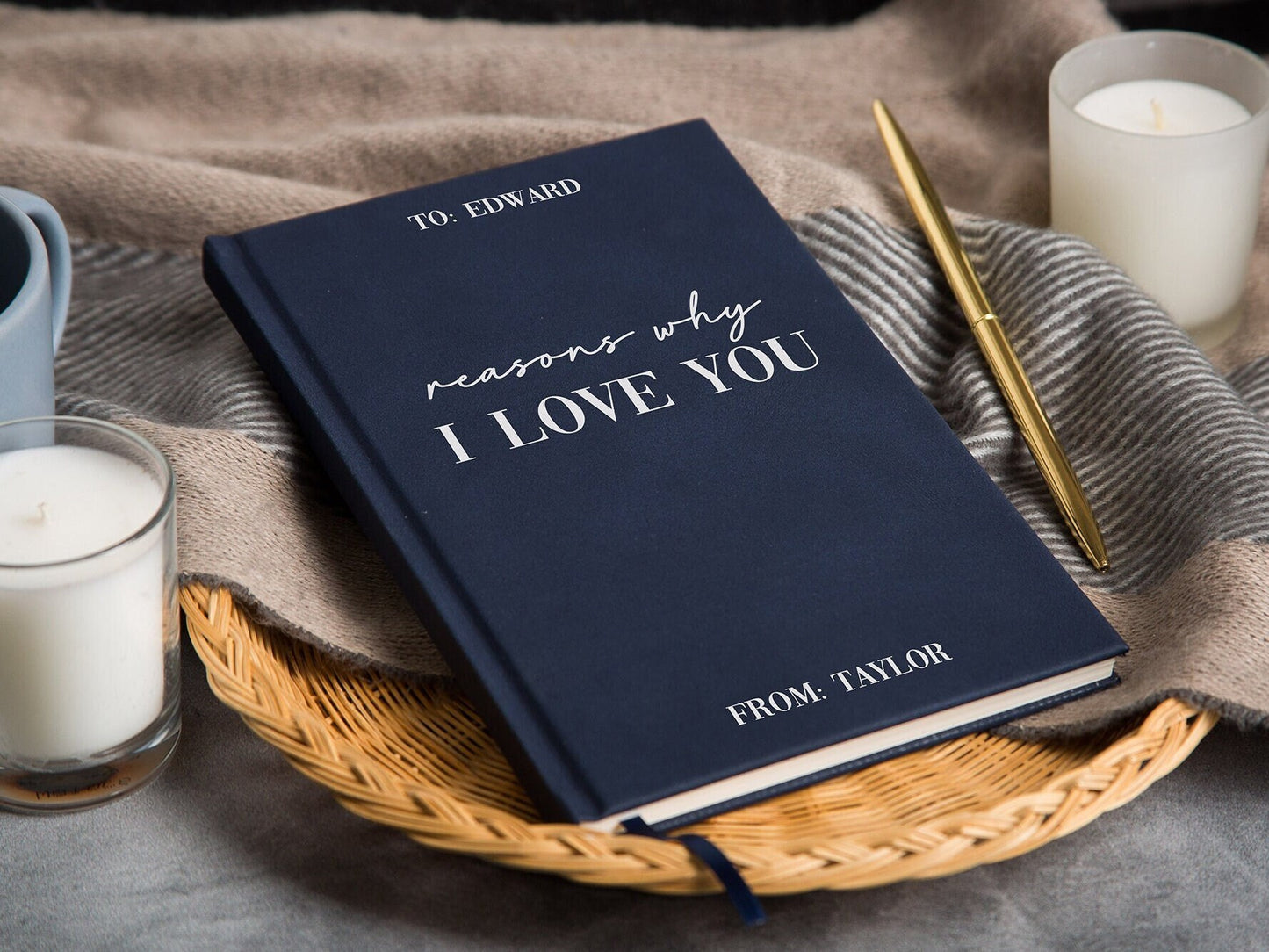 Reasons Why I Love You 2 Lined Notebook - Personalized Wedding Gift, Custom Couple Journal, Birthday Anniversary Romantic Gift for Her