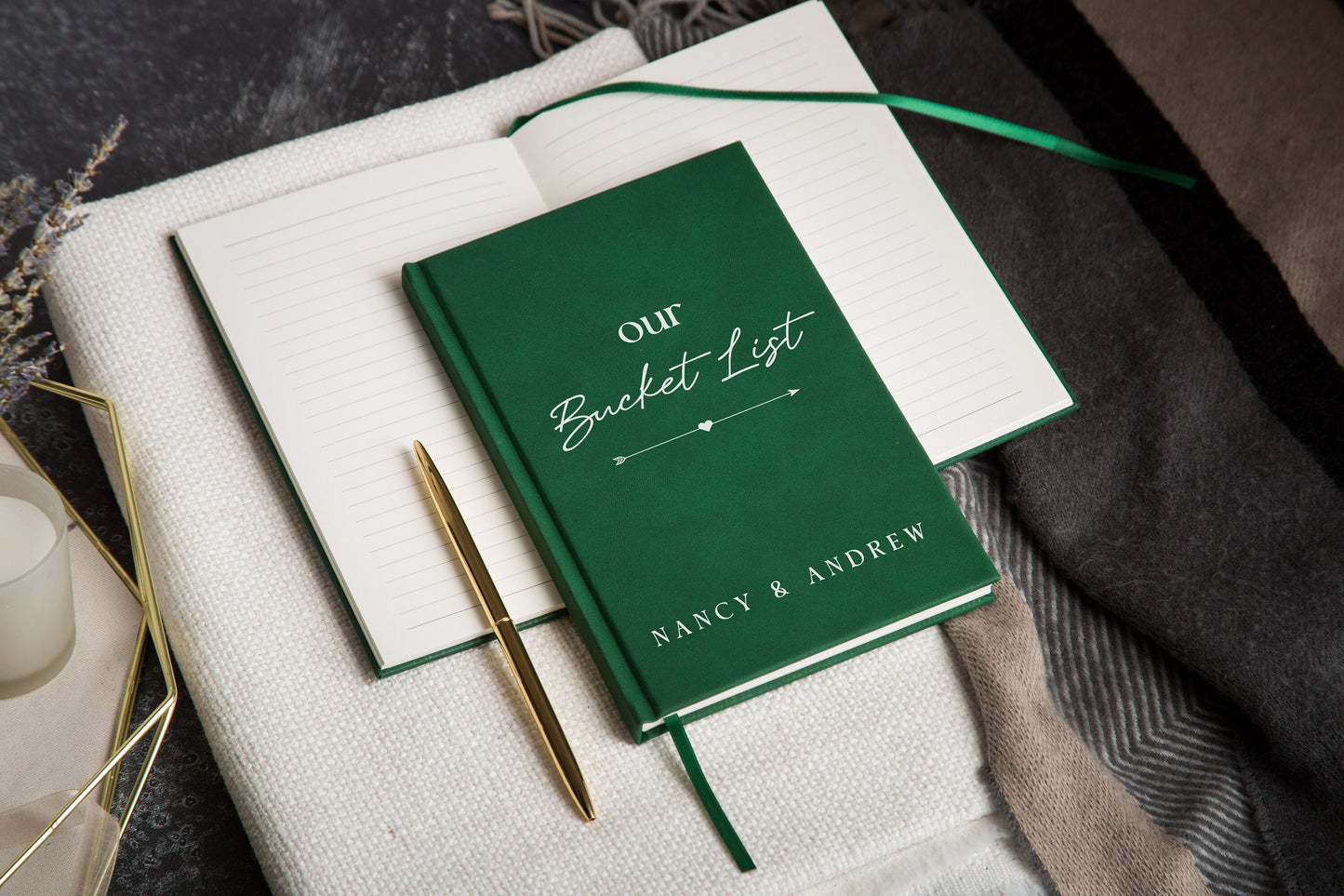 Bucket List Lined Notebook - Personalized Trip Planner Note, Custom Wedding Gift for Couple, Our Memory Passport, Travel Together Journal