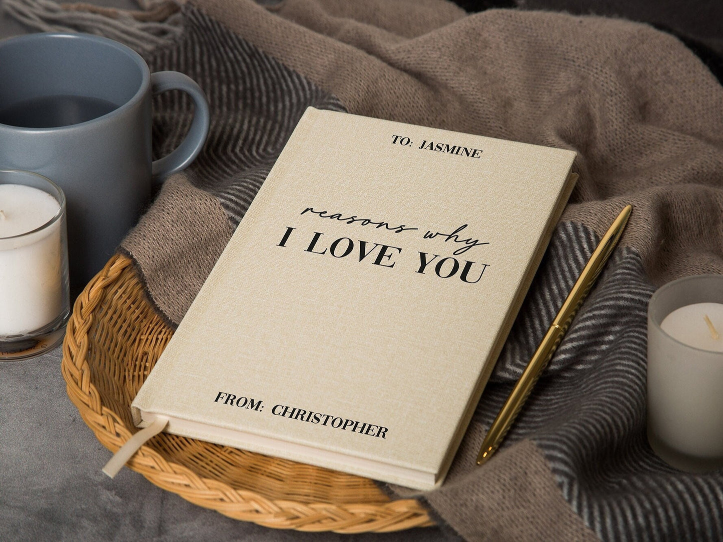 Reasons Why I Love You 2 Lined Notebook - Personalized Wedding Gift, Custom Couple Journal, Birthday Anniversary Romantic Gift for Her