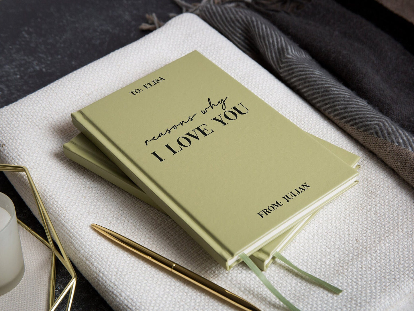 Reasons Why I Love You 2 Lined Notebook - Personalized Wedding Gift, Custom Couple Journal, Birthday Anniversary Romantic Gift for Her