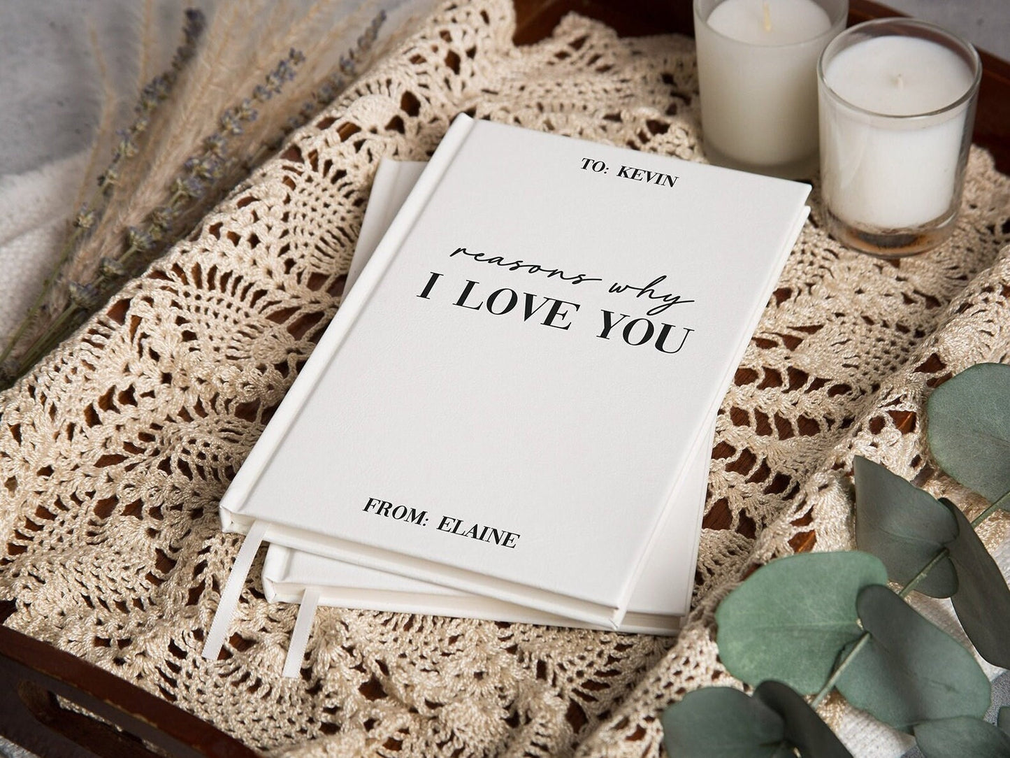 Reasons Why I Love You 2 Lined Notebook - Personalized Wedding Gift, Custom Couple Journal, Birthday Anniversary Romantic Gift for Her