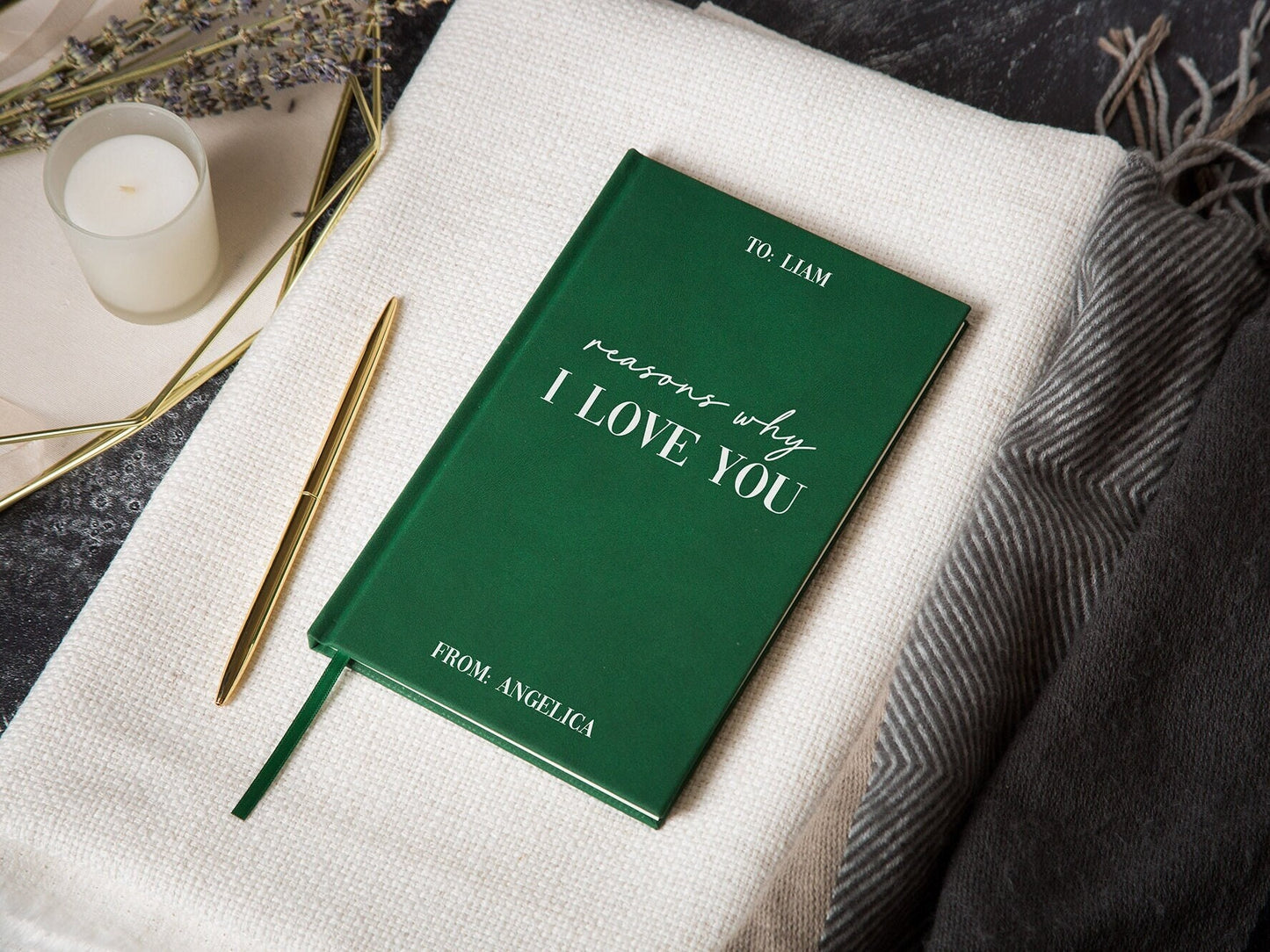 Reasons Why I Love You 2 Lined Notebook - Personalized Wedding Gift, Custom Couple Journal, Birthday Anniversary Romantic Gift for Her