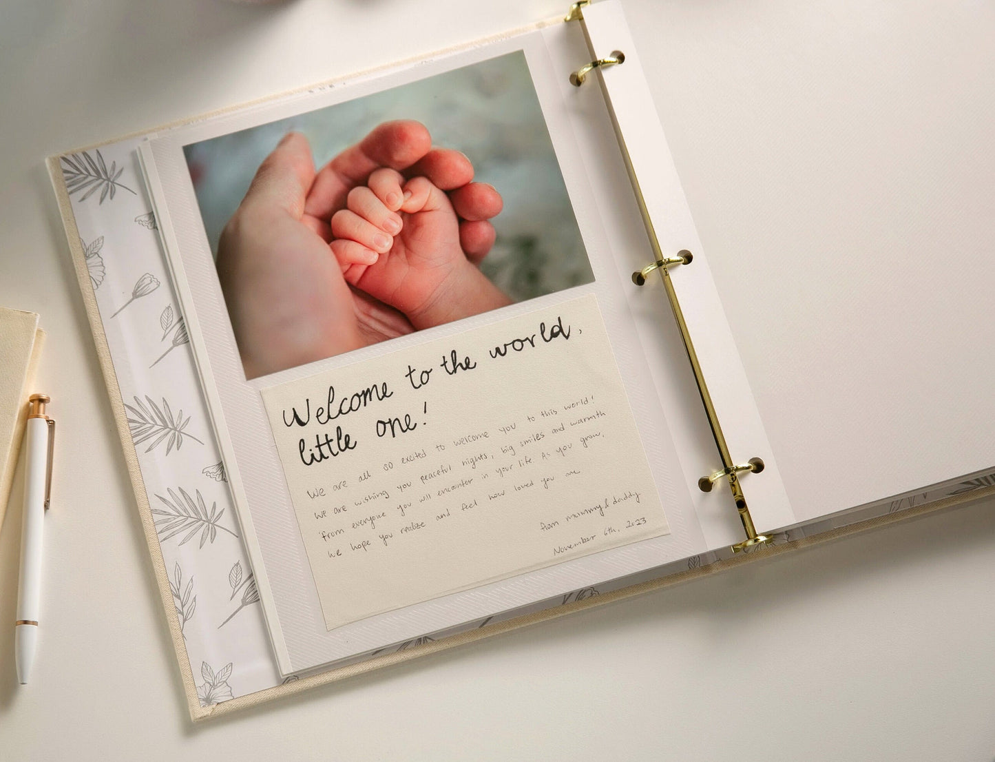 Self Stick Linen Photo Album Binder (Design 2) - DIY Refillable Blank Scrapbook, Family Milestones, College Memory Book