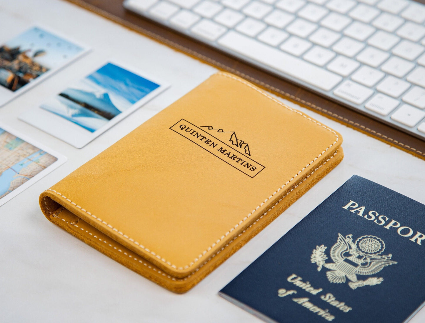 Engraved Passport Holder - leather travel wallet, 3rd wedding leather anniversary gift, wedding gift for couple, coworker or mom dad gift