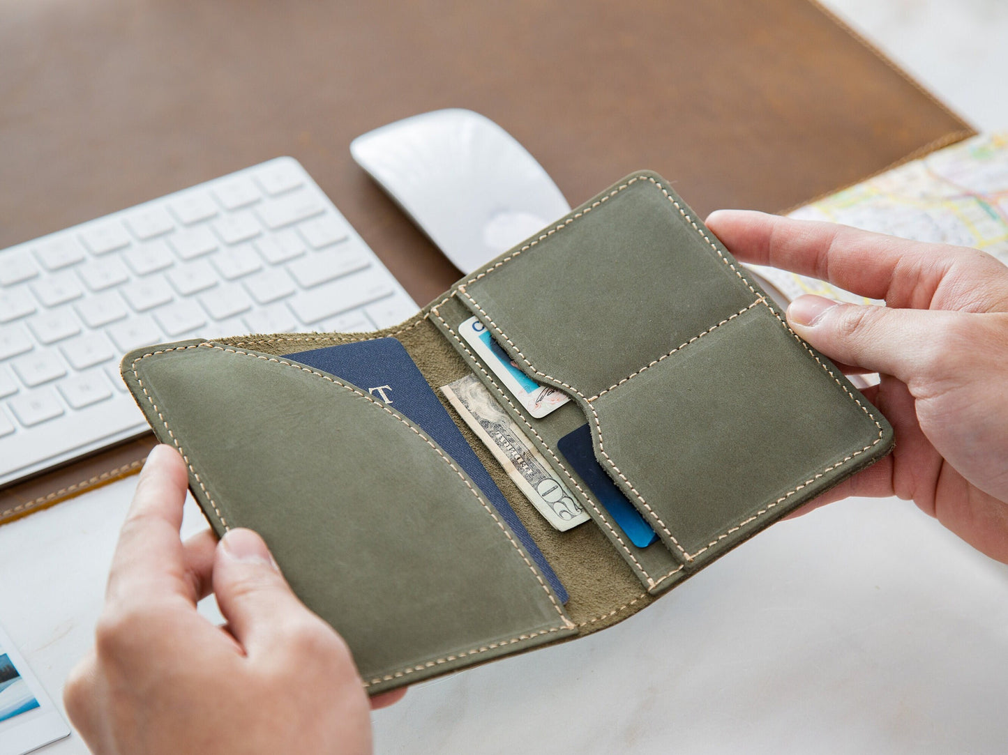 Engraved Passport Holder - leather travel wallet, 3rd wedding leather anniversary gift, wedding gift for couple, coworker or mom dad gift