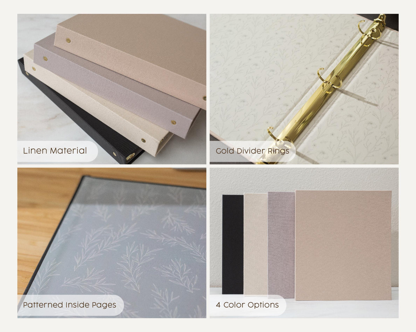 Self Stick Linen Photo Album Binder (Design 2) - DIY Refillable Blank Scrapbook, Family Milestones, College Memory Book
