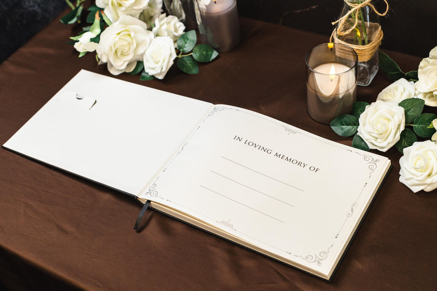 Funeral Guest Book with Photo Cover (Black - Design 4) - Celebration of Life, Memorial Service Book, Gift for Loss of Loved One
