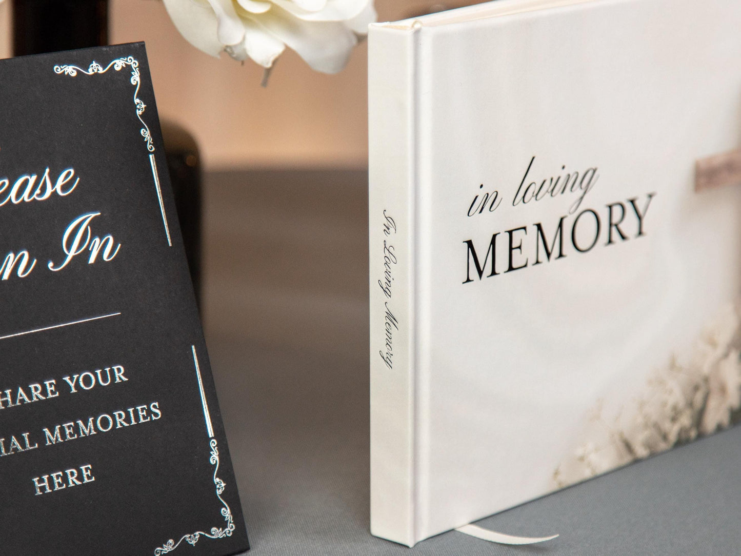 Cross Hardcover Funeral Guest Book Set - Comes with pen, photo corners, sign, box, Celebration of Life Memorial Service Condolences RTS