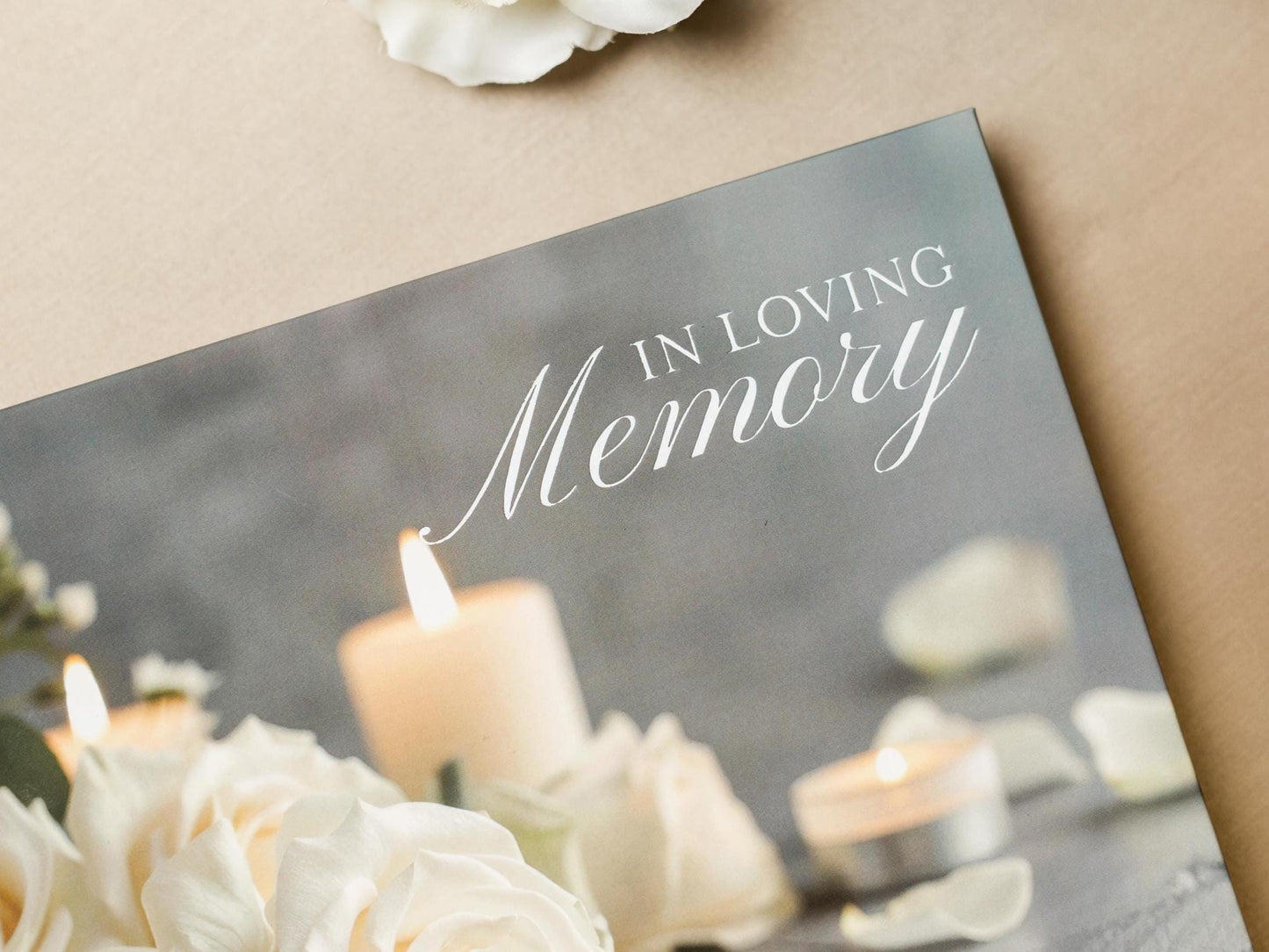 Rose Photo Hardcover Funeral Guest Book Set - Comes with pen, photo corners, sign, box, Celebration of Life Memorial Service Condolences RTS