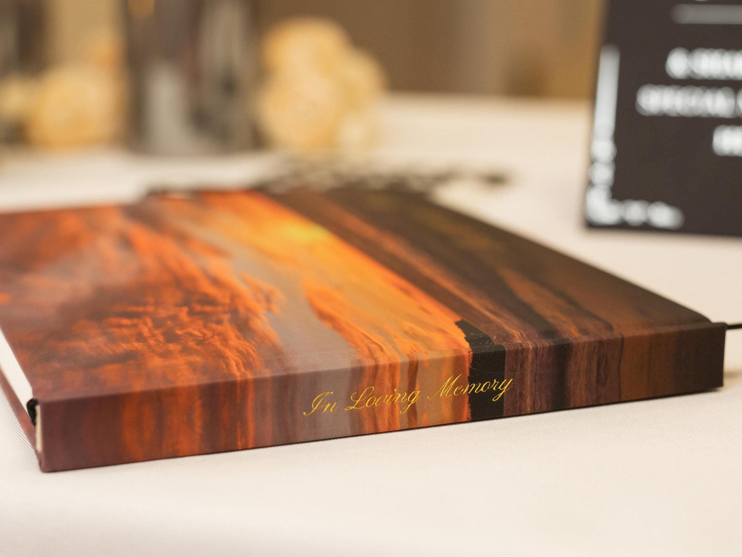 Sunset Hardcover Funeral Guest Book Set - Includes pen, photo corners, sign, box. Photo Funeral Memorial Service Condolences Memories RTS