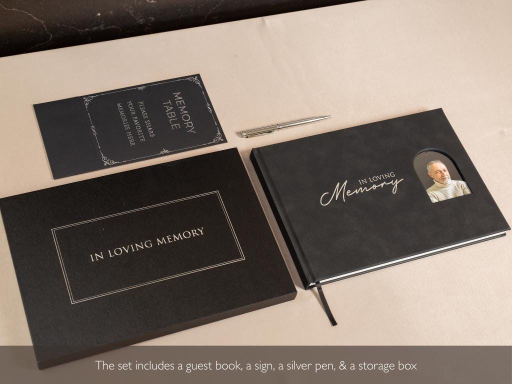 Ready To Ship Photo Insert Cover Funeral Guest Book Set - Celebration of Life, Memorial Service Book, Gift for Loss of Loved One Condolences