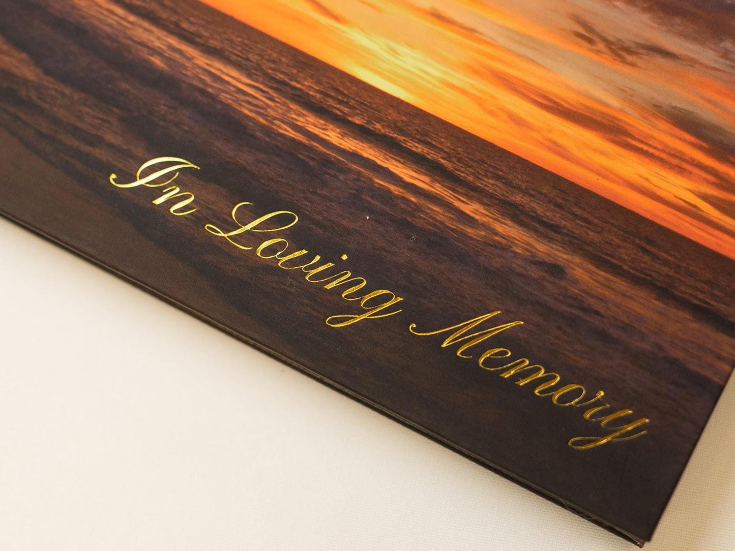Sunset Hardcover Funeral Guest Book Set - Includes pen, photo corners, sign, box. Photo Funeral Memorial Service Condolences Memories RTS