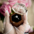 Hexagon Mini Flip Ring Box w Clear Acrylic Lid