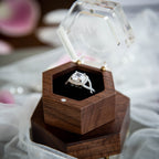Hexagon Mini Flip Ring Box w Clear Acrylic Lid