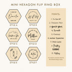 Hexagon Mini Flip Ring Box w Clear Acrylic Lid