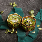 Hexagon Glass Ring Box with Moss