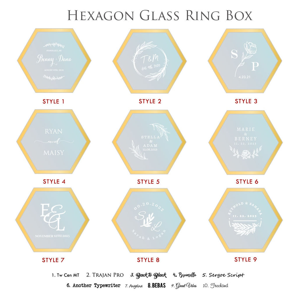 Hexagon Glass Ring Box with Moss