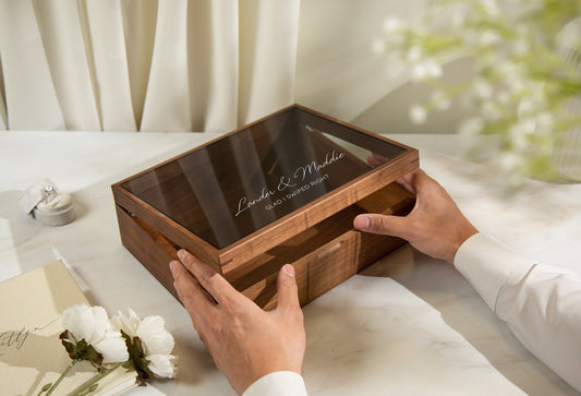 8x10 Shadow Box with Glass Lid (Design 2) - Couples Quirky Custom Message Memories Last Forever Gift For Boyfriend Girlfriend Husband Wife