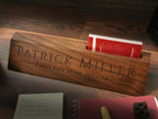 Wood Name Block with Business Card Holder