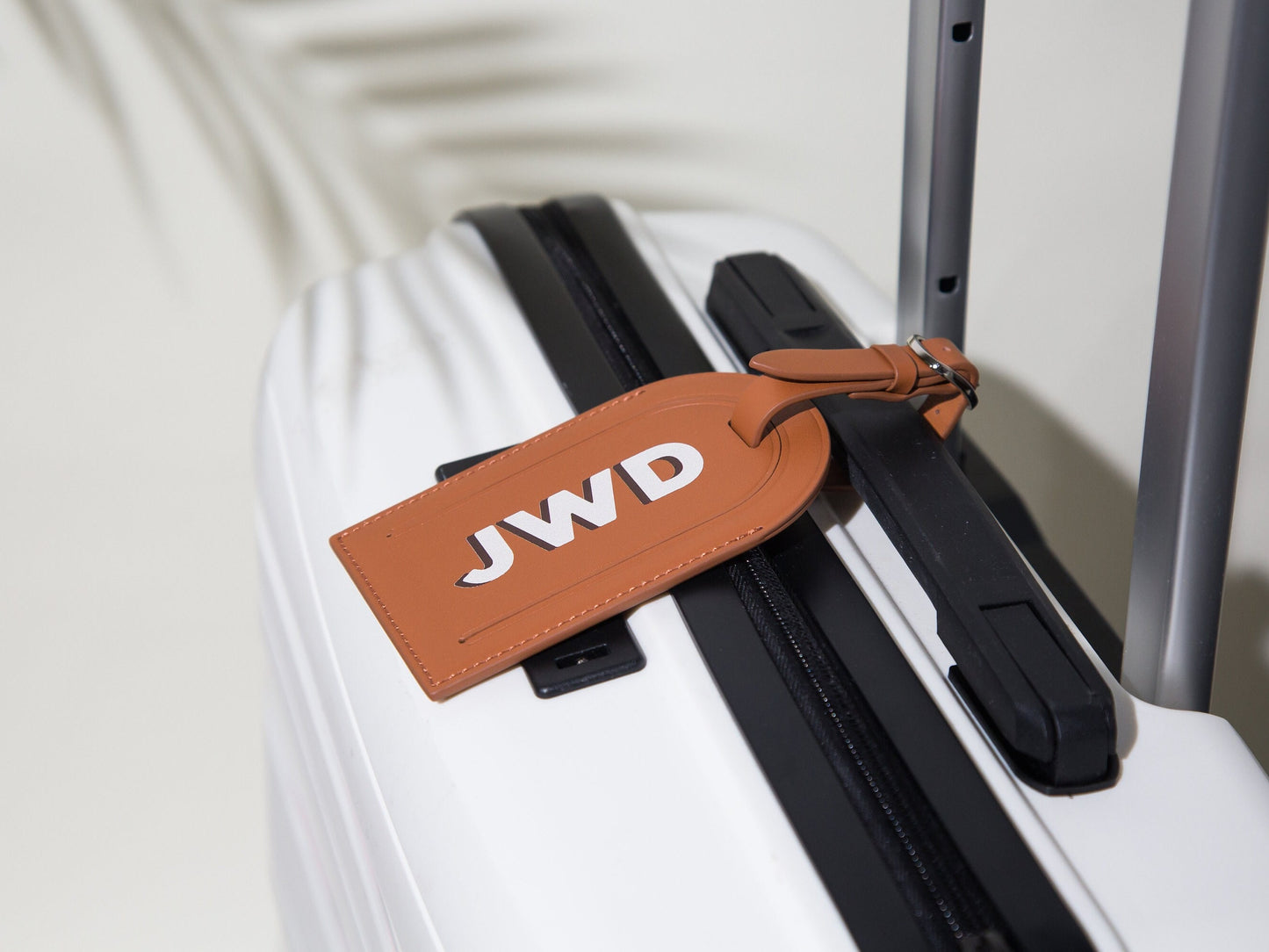 Personalized Leather Luggage Tag - Custom Monogram Bag Name Tag, Destination Wedding Honeymoon Anniversary Traveler Gift, Contact Info Card
